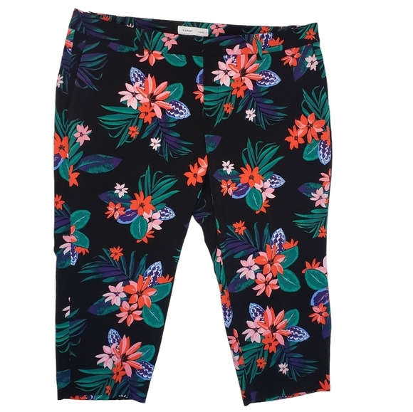Old Navy Harper Ankle Pants Size 24 Floral Print Wrinkle Free Colorful Workwear - Picture 2 of 14